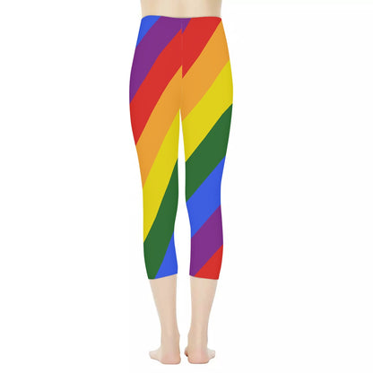 Rainbow Short Yoga Pants - Polyester & Spandex Blend, Elastic Waistband, Perfect for Yoga and Fitness Enthusiasts