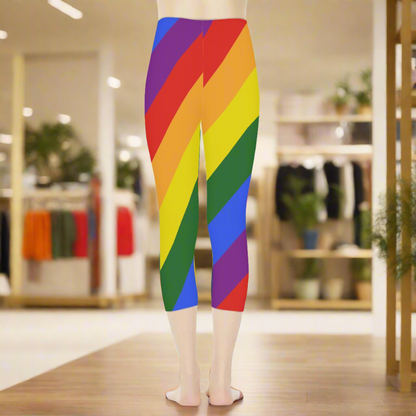 Rainbow Short Yoga Pants - Polyester & Spandex Blend, Elastic Waistband, Perfect for Yoga and Fitness Enthusiasts