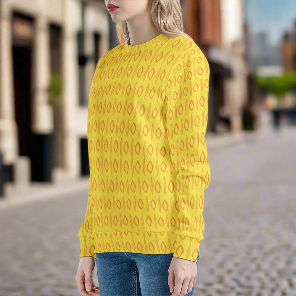 African | Ethnic | Mudcloth | #14 Yellow Women's Sweatshirt
