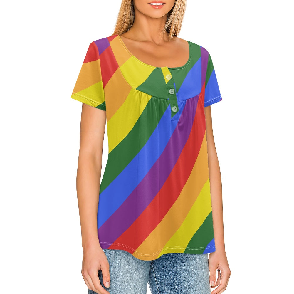 Rainbow Casual round neck short sleeve T-shirt