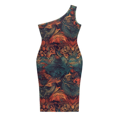 Discover Elegance: Luxtrini's One-Shoulder Slim Dress - Chinese