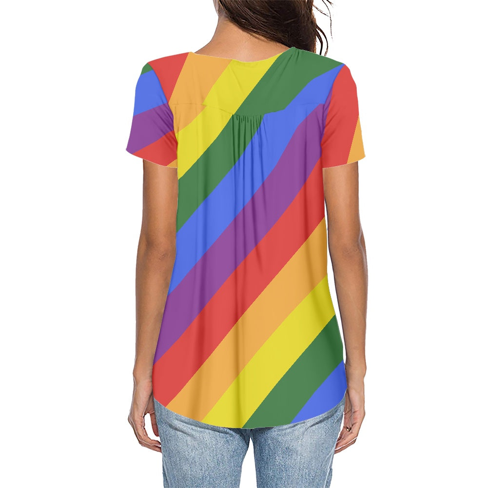 Rainbow Casual round neck short sleeve T-shirt