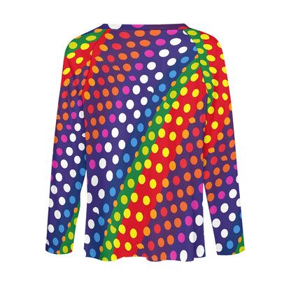 LGBTQ-Friendly Rainbow Polka Dot 
Long Sleeve Loose T-Shirt by Luxtrini