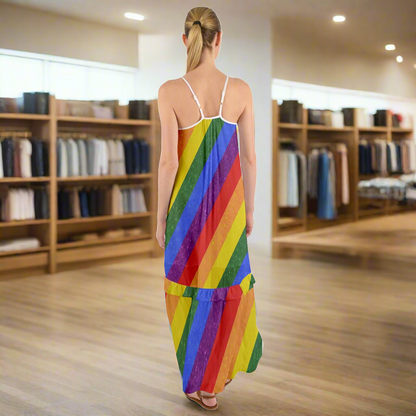 Rainbow Pride | Gay Pride | LGBTQ Pride | Cami Maxi Ruffle Chiffon Dress