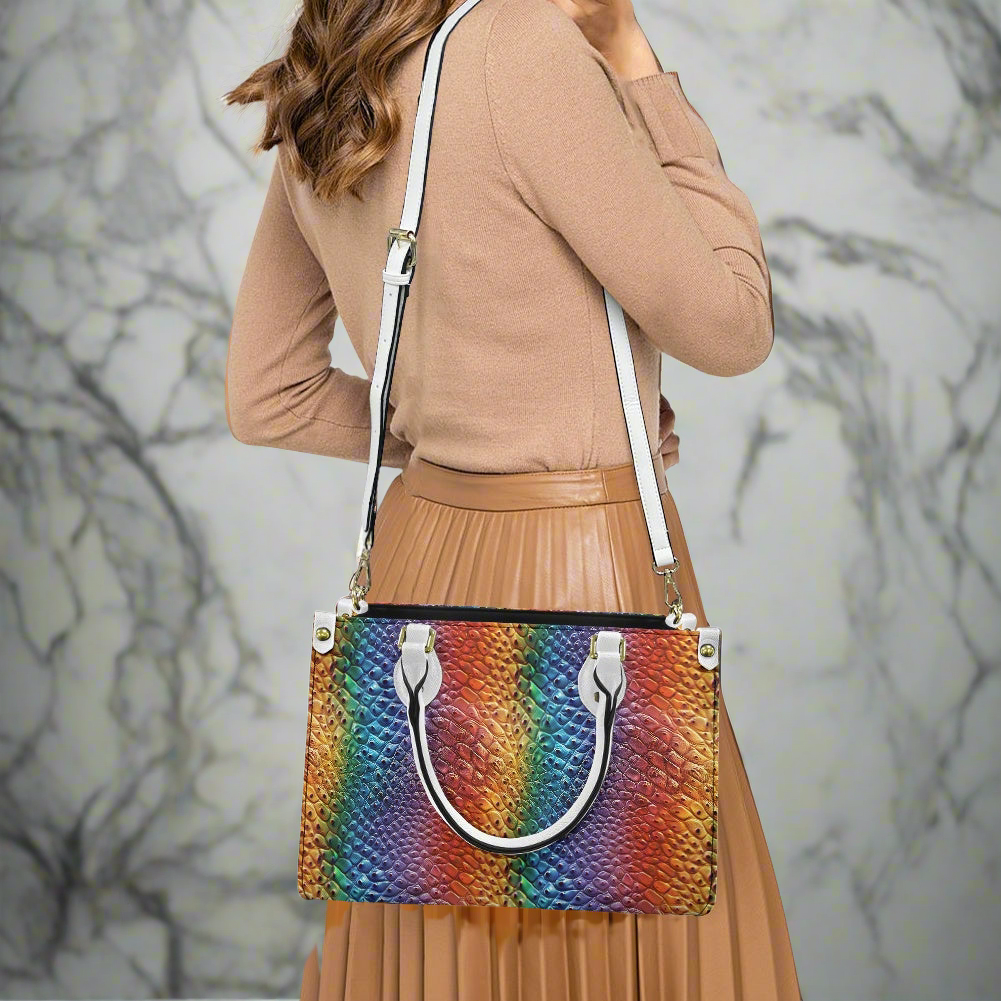 Unique Ostrich Rainbow Pride Women's PU Leather Twill Handbag