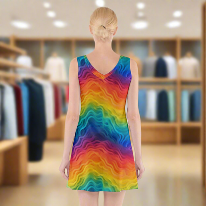 Lgbtq Rainbow V-Neck Sleeveless Dress