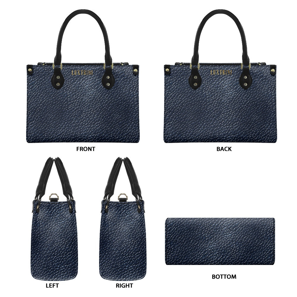 Navy Women's PU Leather Twill Handbag by Luxtrini