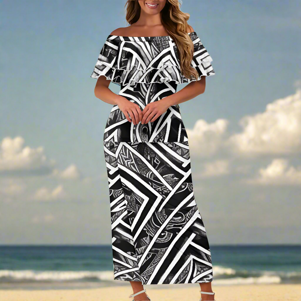 Polynesian Puletasi Style Maxi Dress Set up to 4XL