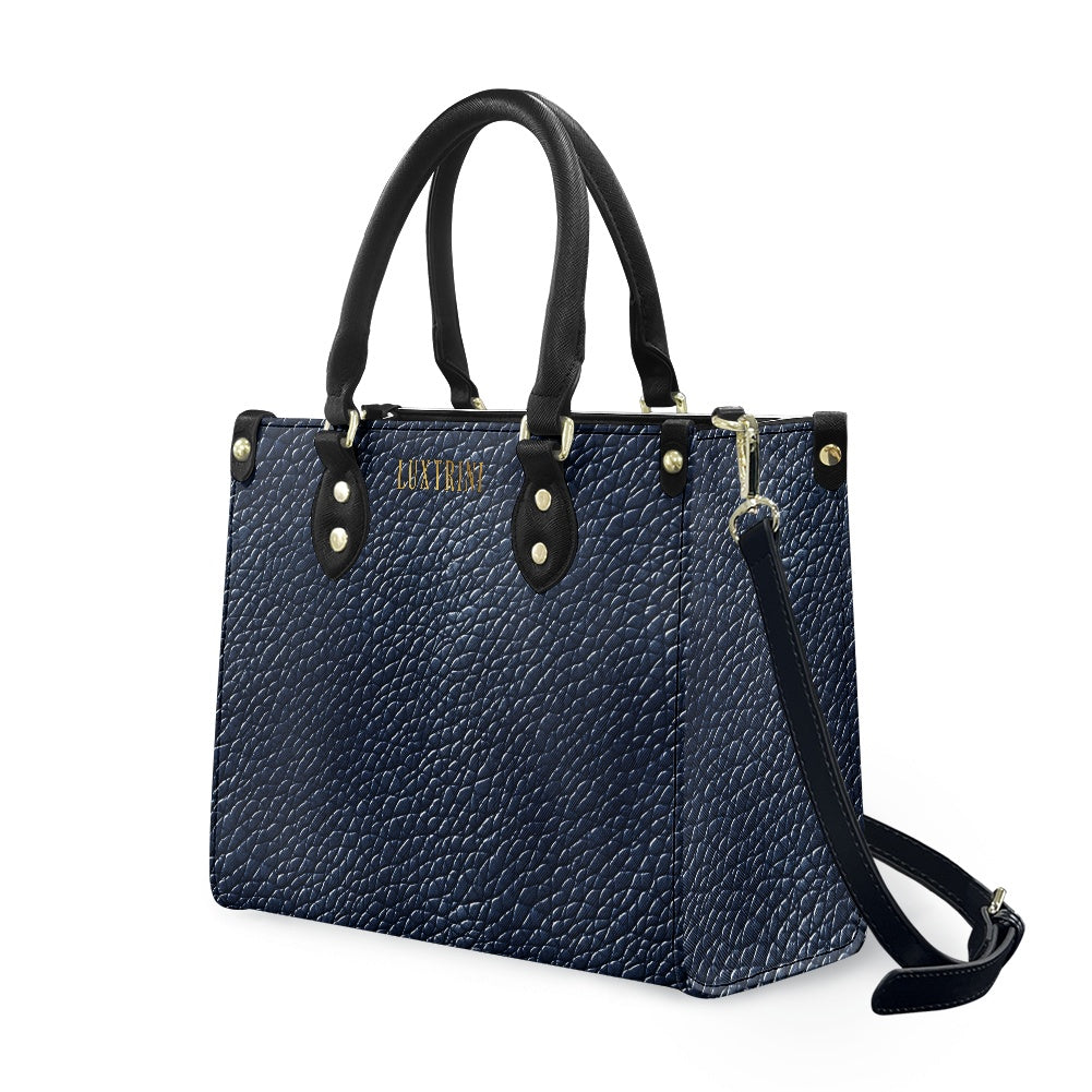 Navy Women's PU Leather Twill Handbag by Luxtrini