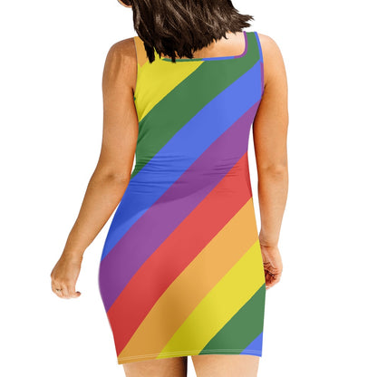 Luxtrini Rainbow Sleeveless Dress – Handmade, Breathable, and Perfect for Summer Parties and Vacations