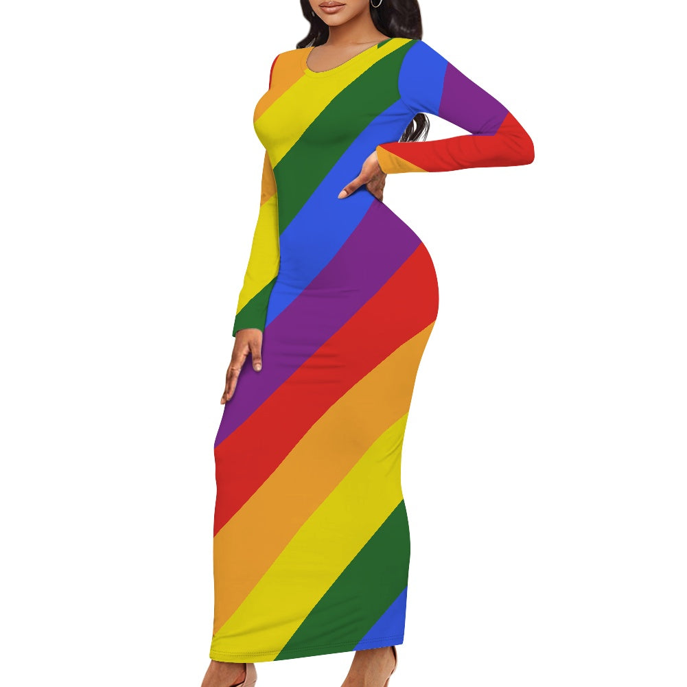 Rainbow Women's long-sleeved dress (extended)