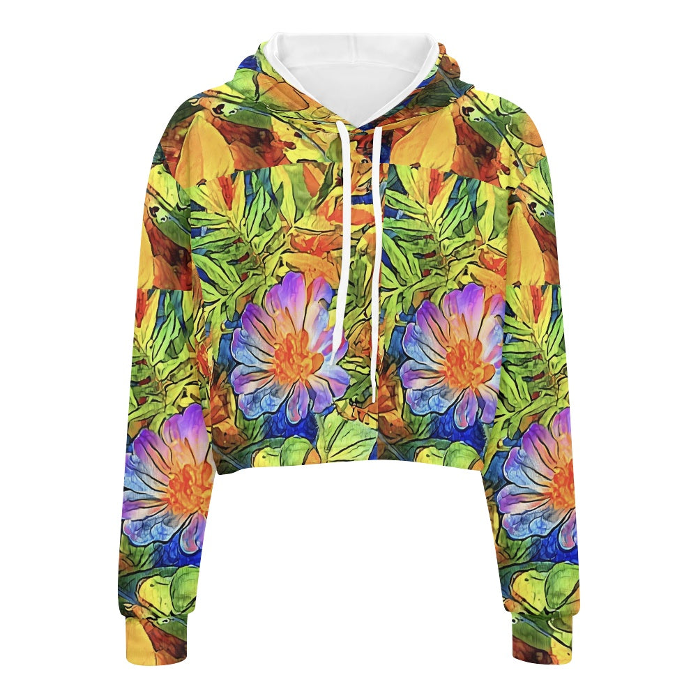 Women's midriff-baring sweatshirt - Petunia white