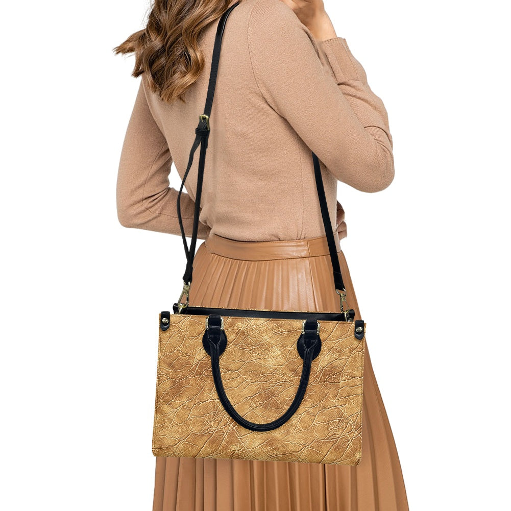 Amber Glow: Sophisticated Women’s PU Leather Twill Handbag