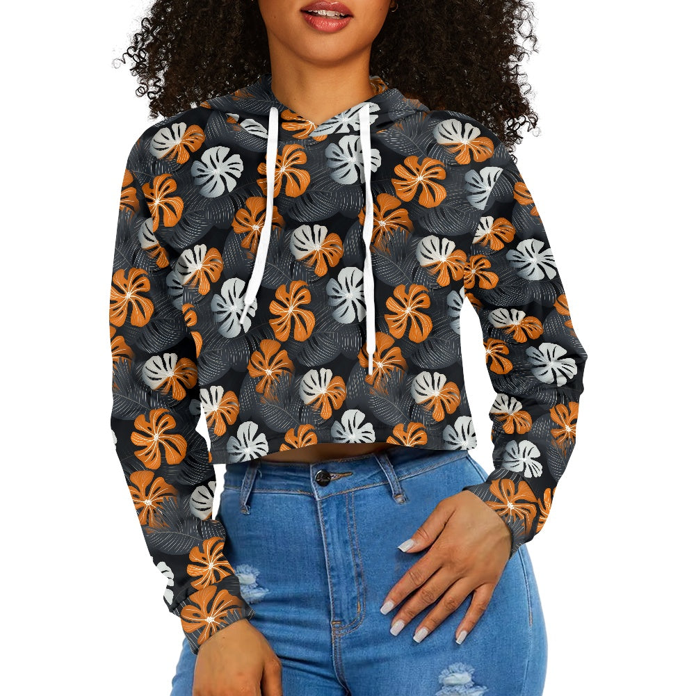 Women's midriff-baring sweatshirt - Tropical
