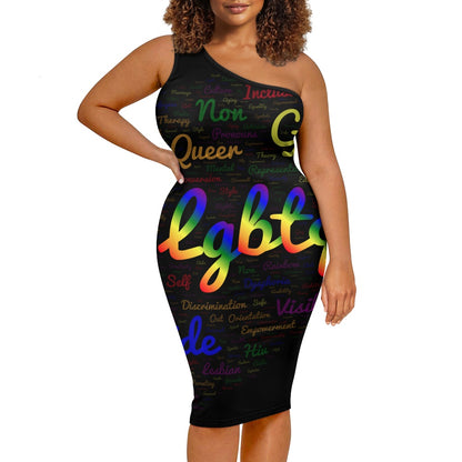 Discover Elegance: Luxtrini's One-Shoulder Slim Dress - Black LGBTQ