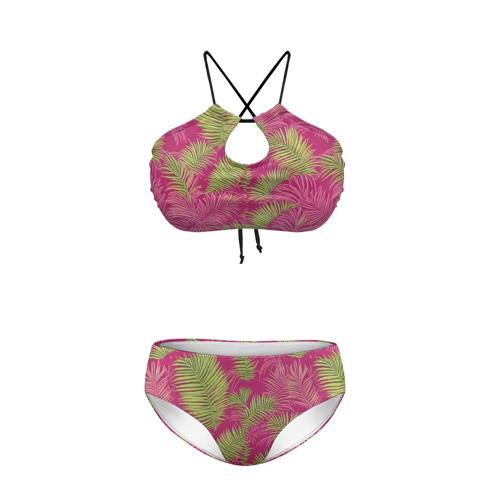 Women's strappy two-piece bikini swimsuit white