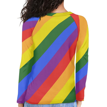 Rainbow Long sleeve loose T-shirt