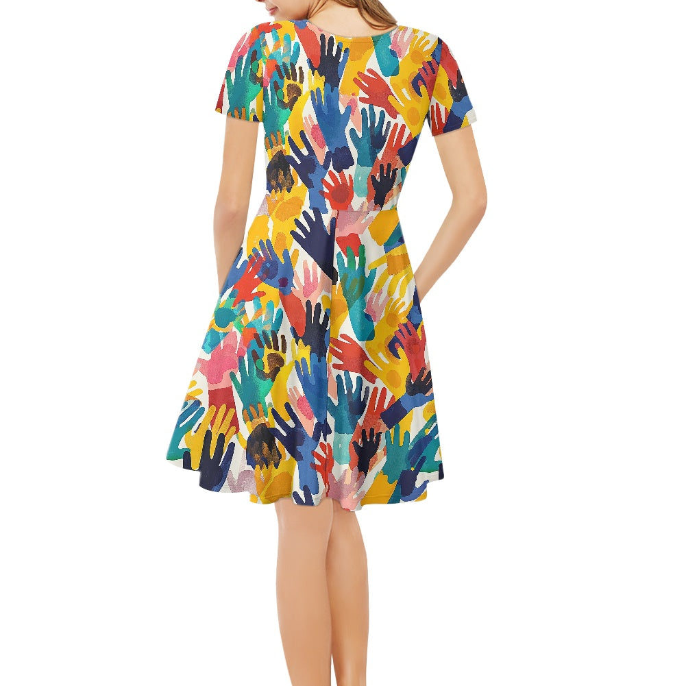 LGBTQ Women V-Neck Short Sleeve Ruffle Dress