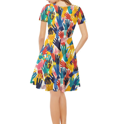 LGBTQ Women V-Neck Short Sleeve Ruffle Dress