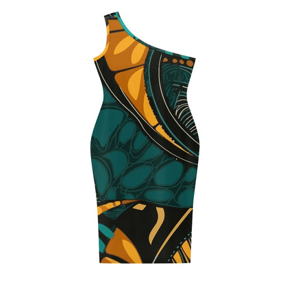 Discover Elegance: Luxtrini's One-Shoulder Slim Dress - Ethnic white