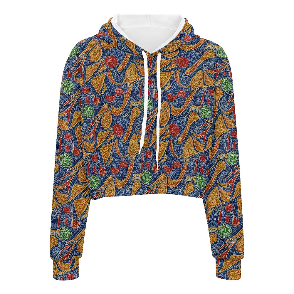 Women's midriff-baring sweatshirt - Abstract white
