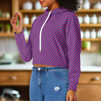 Women's midriff-baring sweatshirt - Bi Stripes