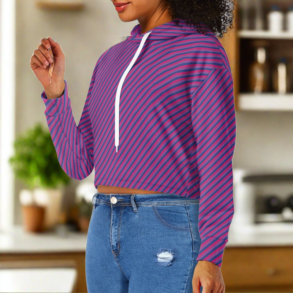 Women's midriff-baring sweatshirt - Bi Stripes
