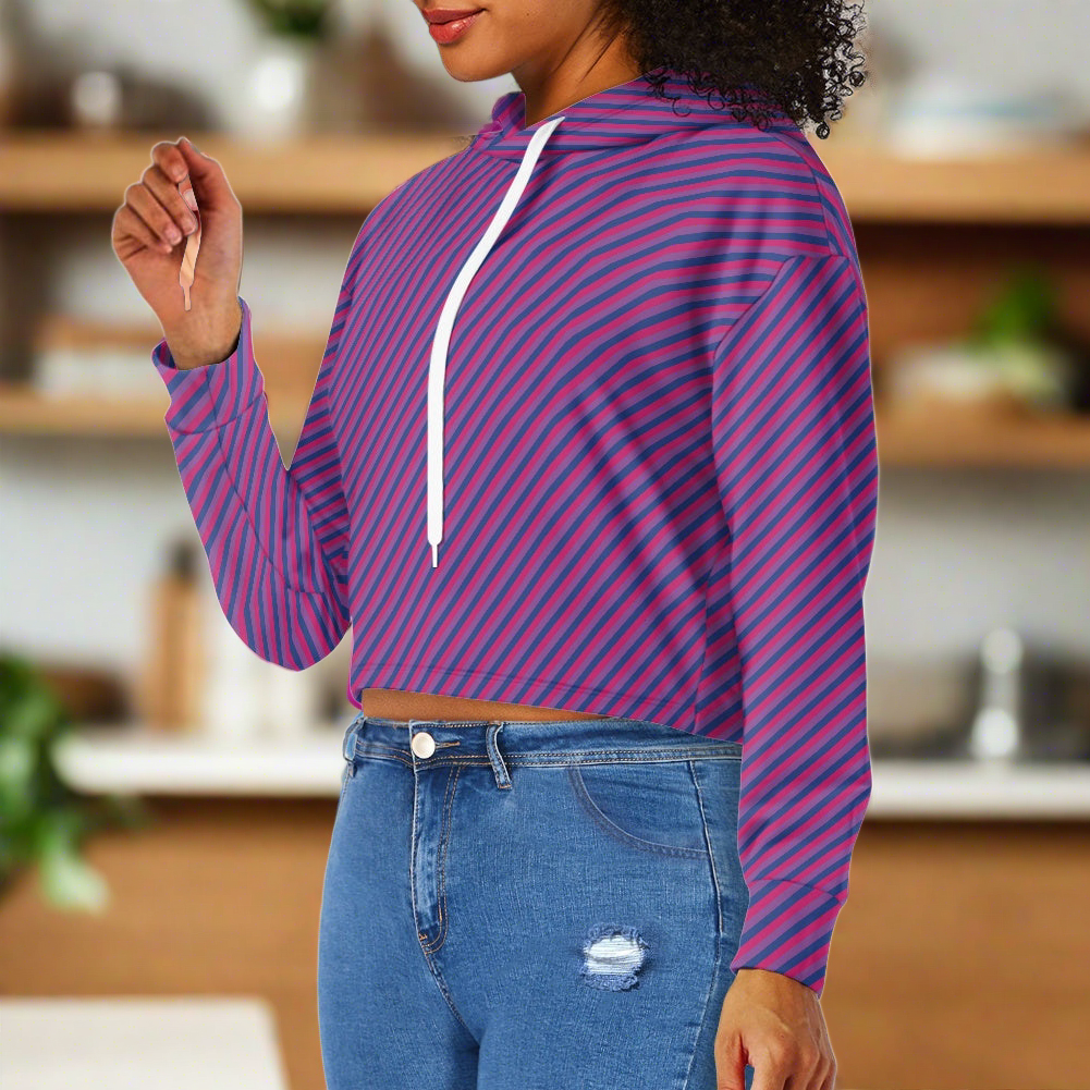 Women's midriff-baring sweatshirt - Bi Stripes