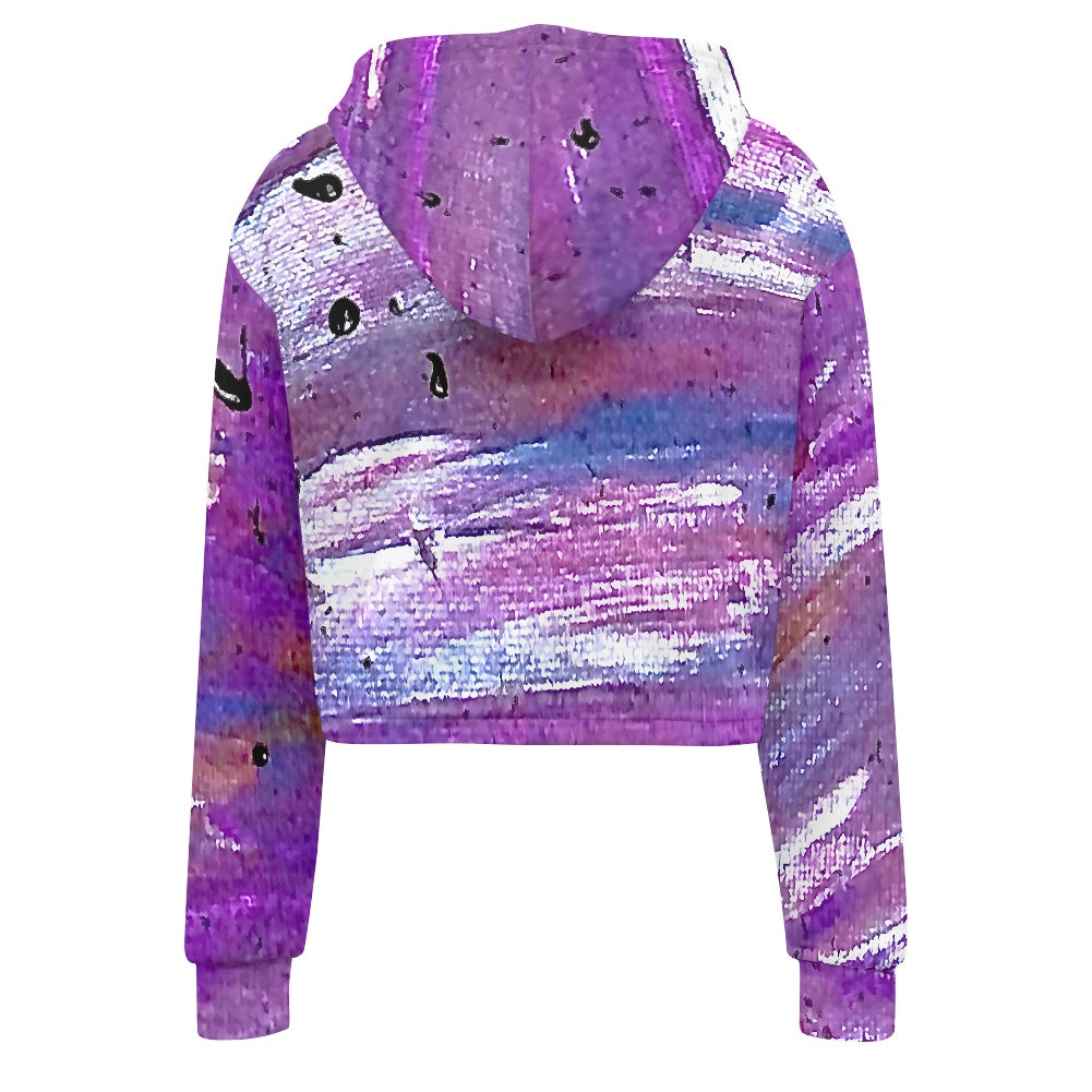 Women's midriff-baring sweatshirt - Purple streaks