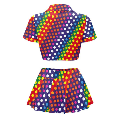 LGBTQ-Friendly Rainbow Polka Dot 
Cheerleaders Suit by Luxtrini