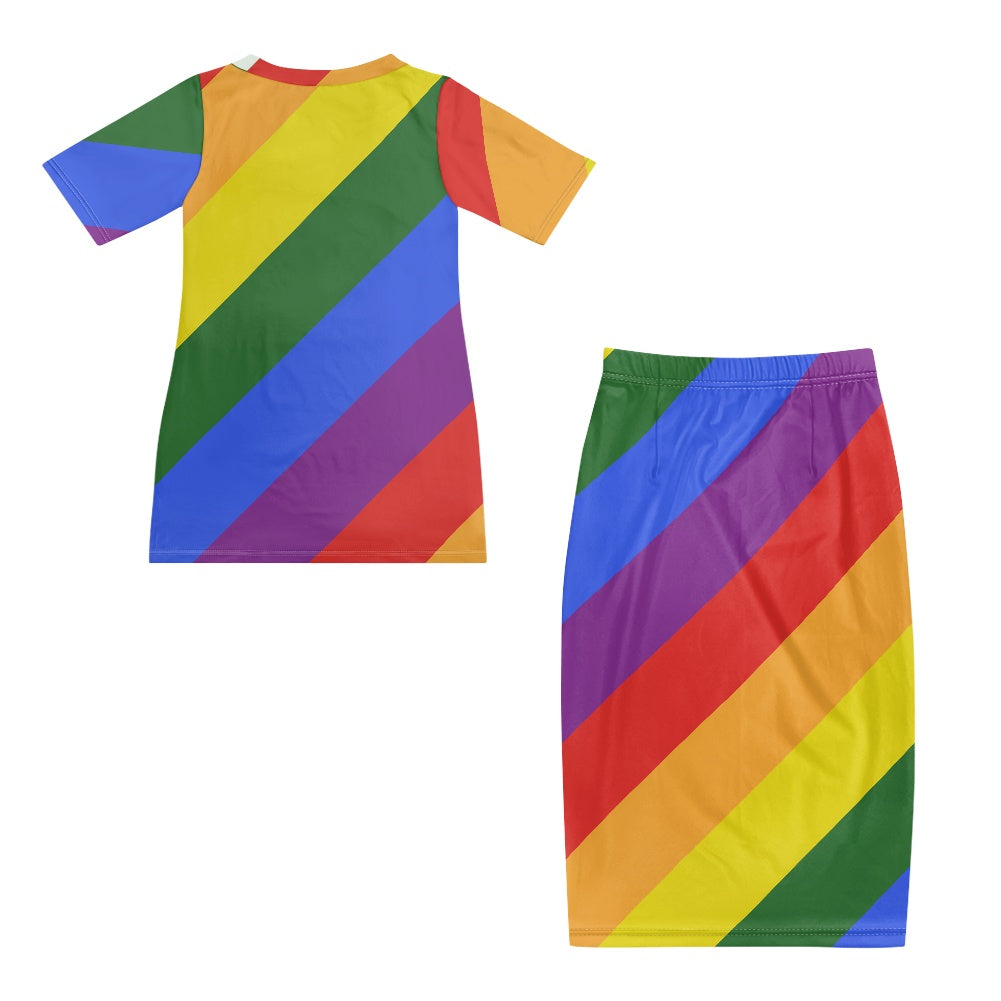 Rainbow Guinea Style Maxi Dress Set