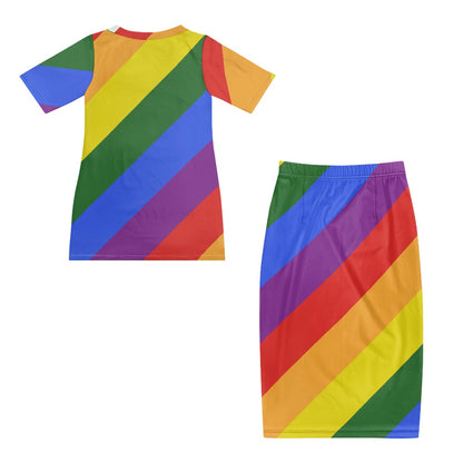 Rainbow Guinea Style Maxi Dress Set