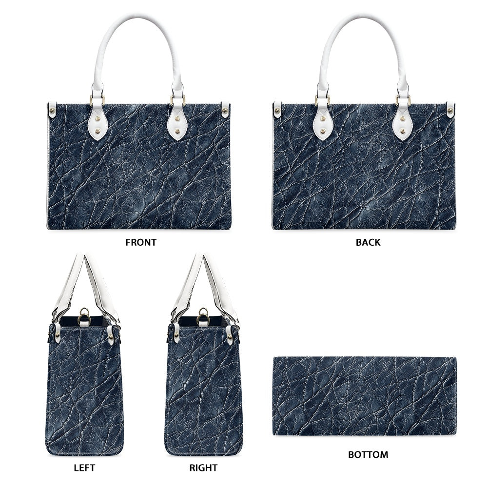 Sapphire Grace: Timeless Navy PU Leather Twill Handbag for Women