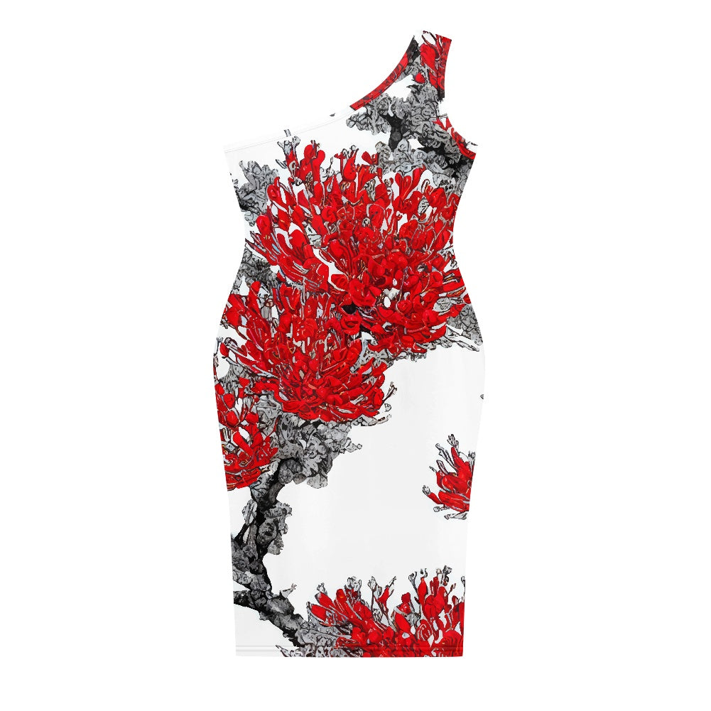 Discover Elegance: Luxtrini's One-Shoulder Slim Dress Red Floral