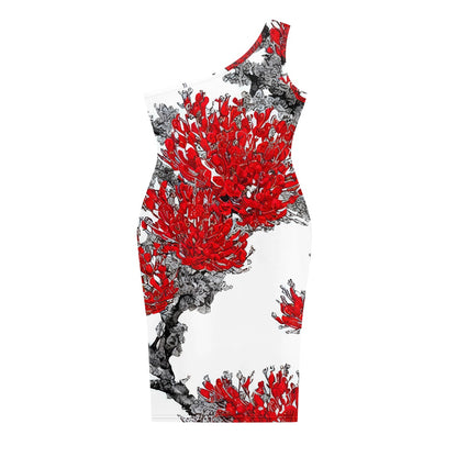 Discover Elegance: Luxtrini's One-Shoulder Slim Dress Red Floral