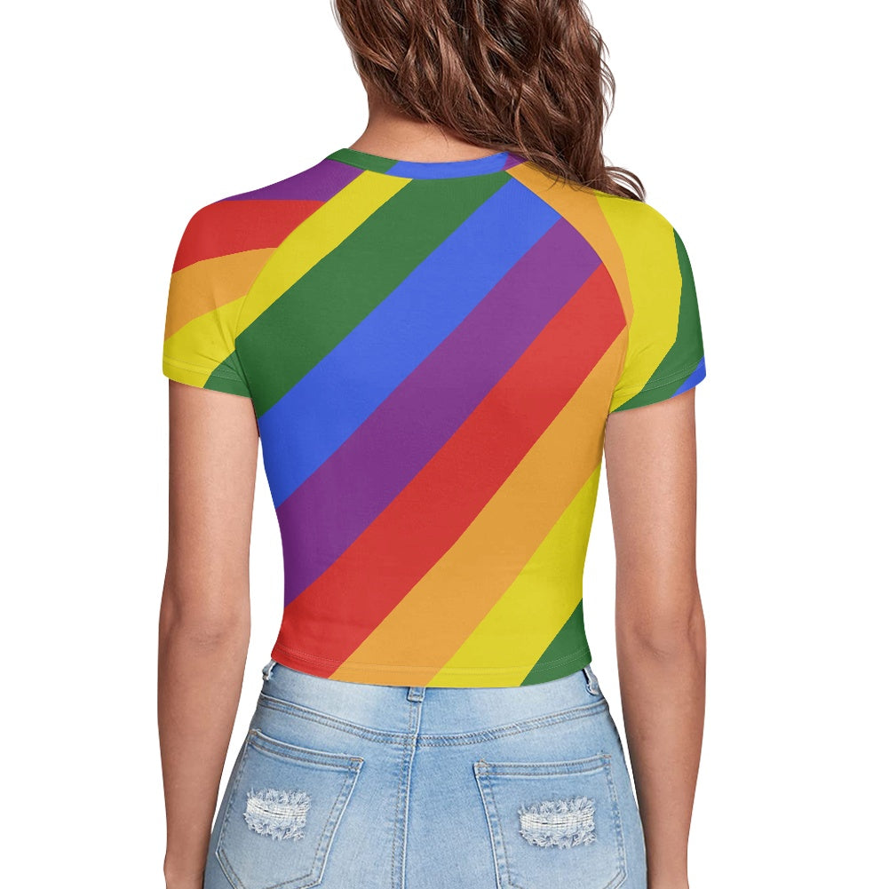 Rainbow Tight cropped navel-baring T-shirt