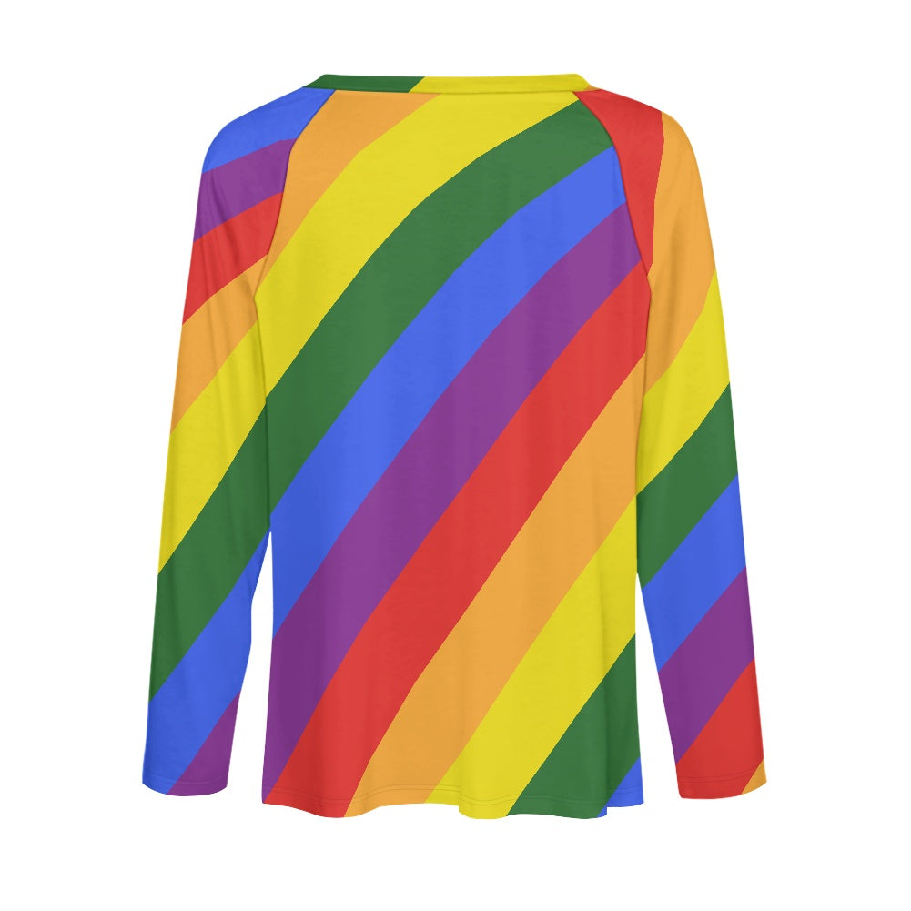Rainbow Long sleeve loose T-shirt