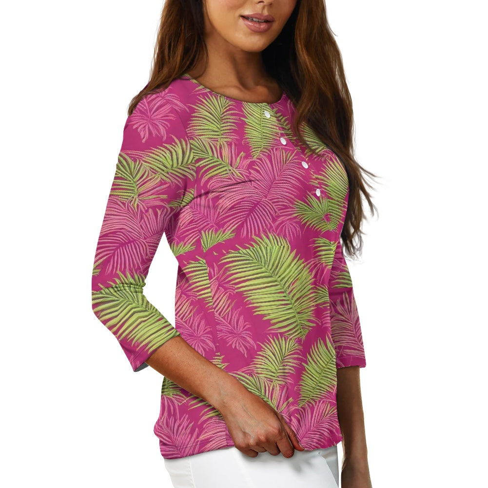 Women's three quarter sleeve top(with buttons)