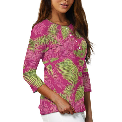 Women's three quarter sleeve top(with buttons)