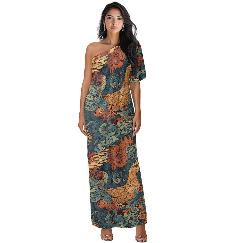 Elegant Off-Shoulder Two-Piece Dress for Women white