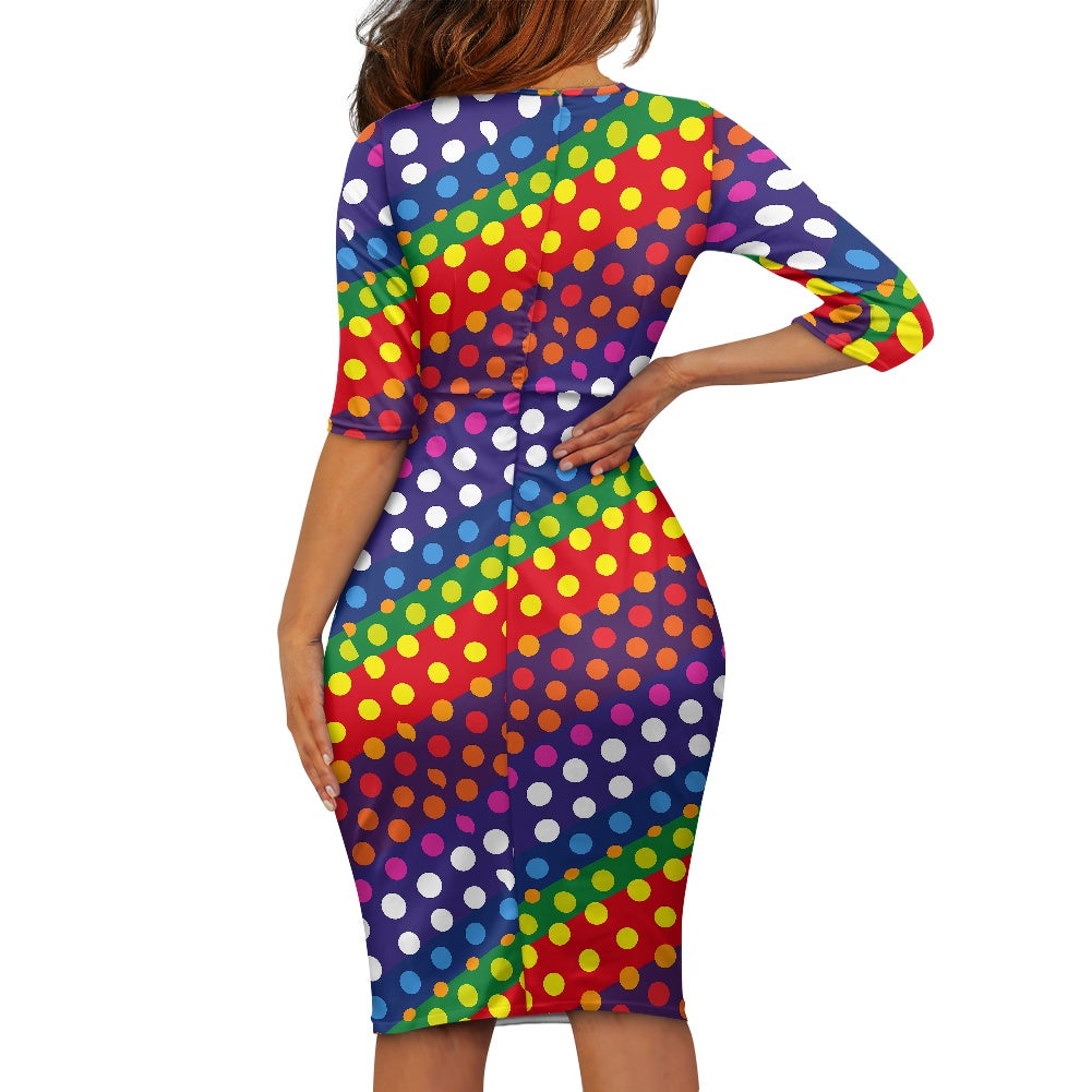 LGBTQ-Friendly Rainbow Polka Dot Bodycon Dress by Luxtrini