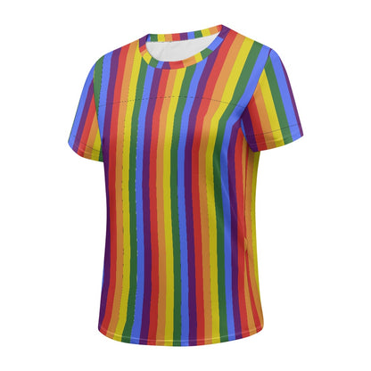 Exquisite Handcrafted Rainbow Pride Round Neck T-Shirt – Luxurious Comfort & Stylish Diversity, Designed for Unity