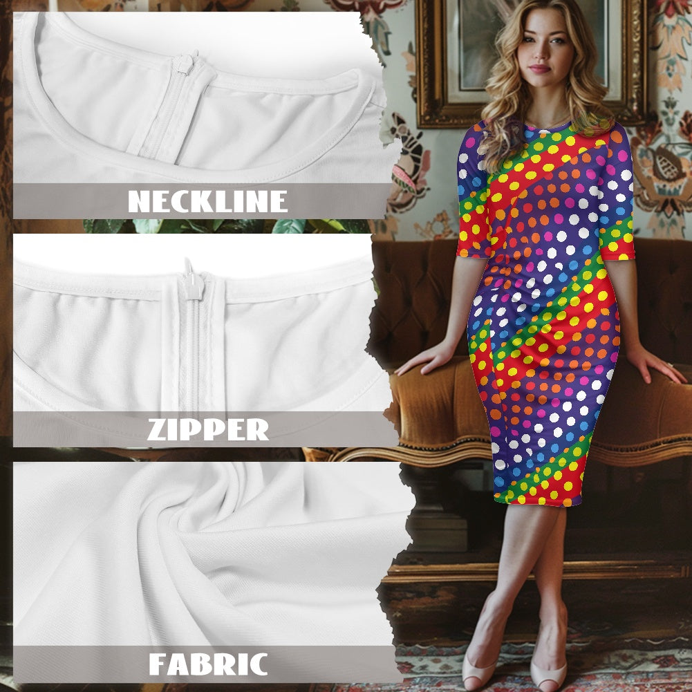 LGBTQ-Friendly Rainbow Polka Dot Bodycon Dress by Luxtrini