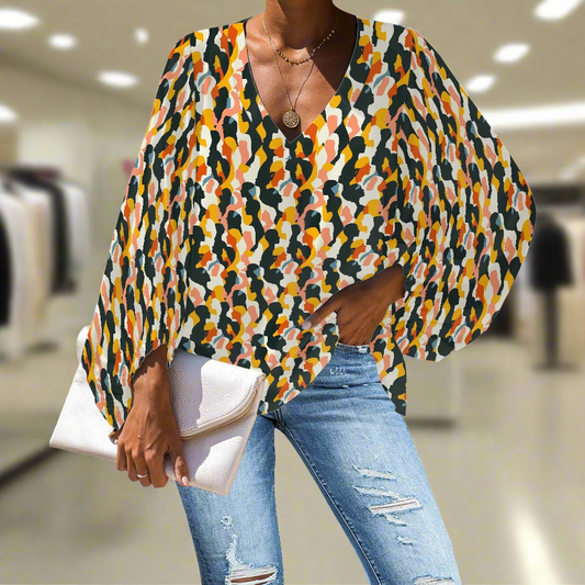 V-Neck Chiffon Puff Sleeve Blouse – Celebrate Unique Expression by Luxtrini