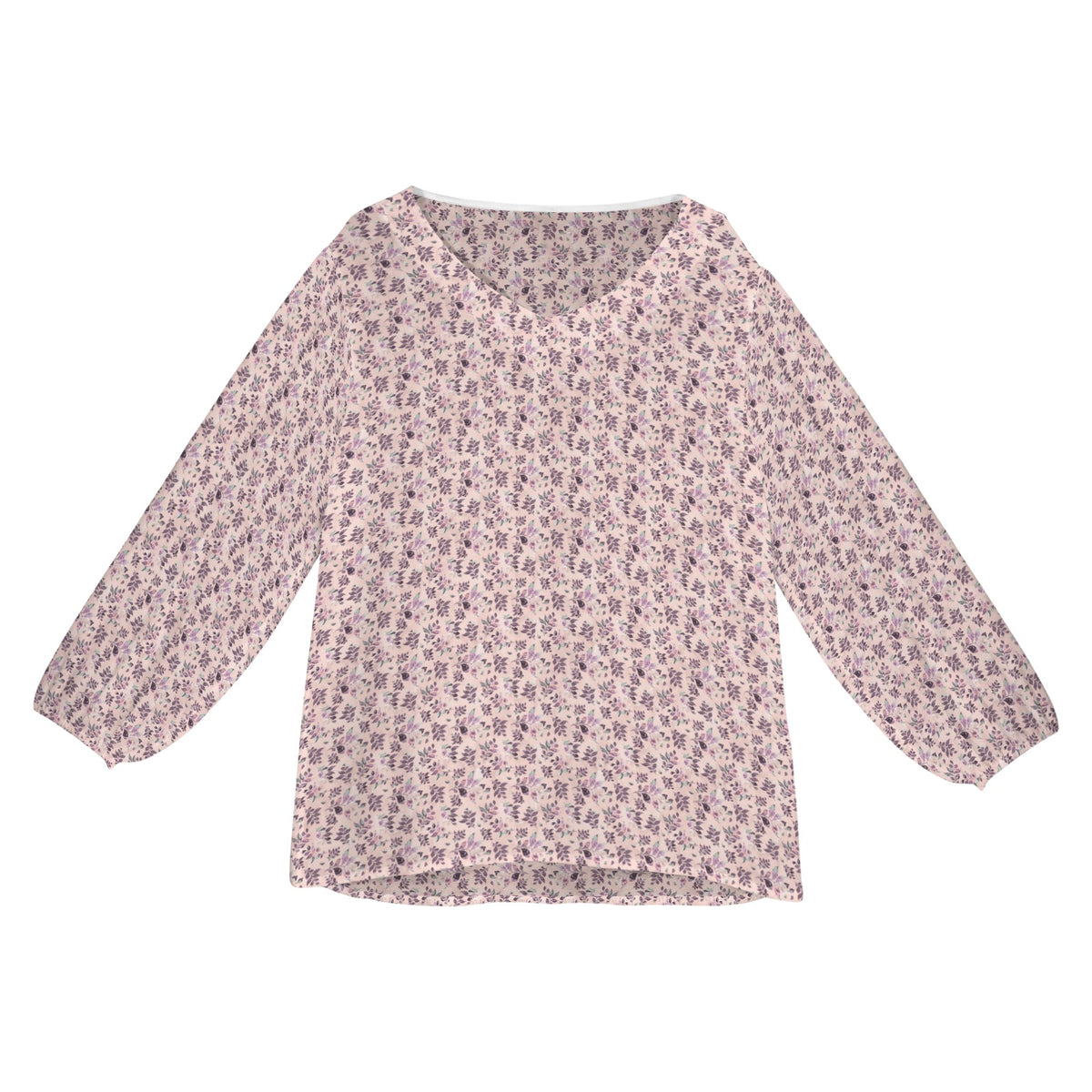Sangria Women's Loose V-Neck Long Puff Sleeve Top