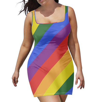 Luxtrini Rainbow Sleeveless Dress – Handmade, Breathable, and Perfect for Summer Parties and Vacations