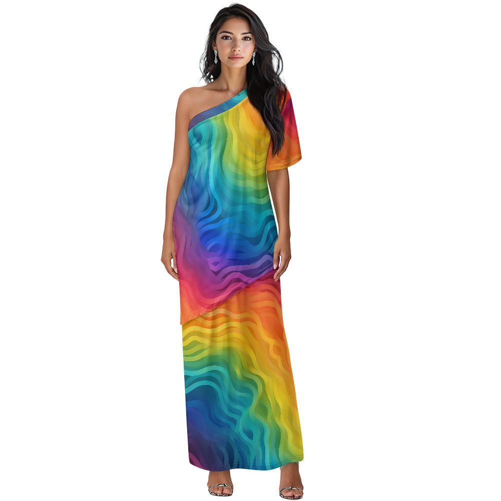 Elegant Off-Shoulder Two-Piece Dress for Women white