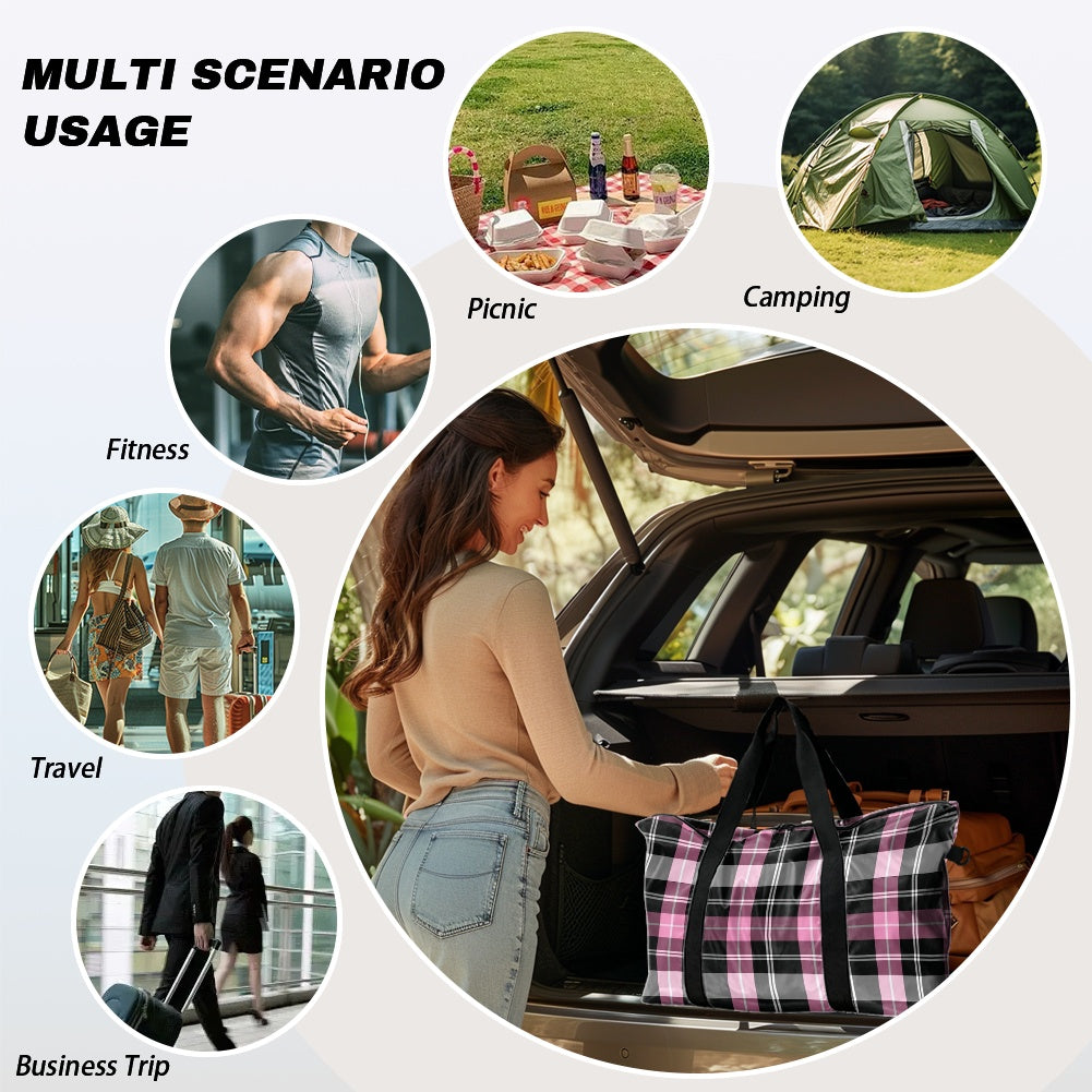 Pink plaid Lightweight luggage