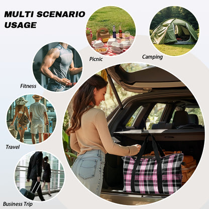 Pink plaid Lightweight luggage