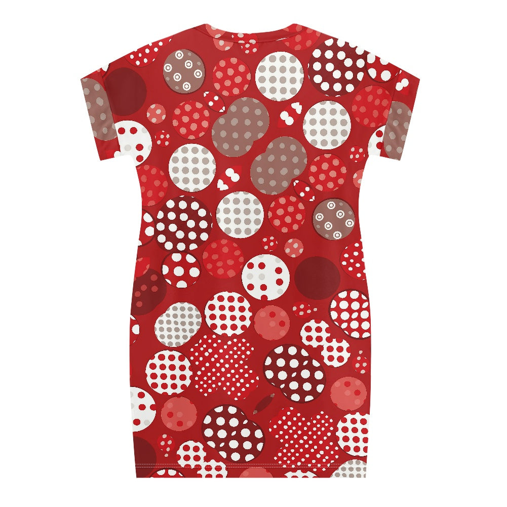 Red Polka Dot Short Sleeve Dress